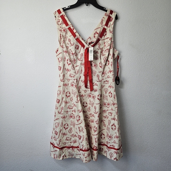 Hell Bunny Alizea Mini Dress Nautical Size Large NWT - Picture 4 of 11
